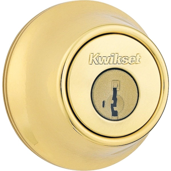 Polished Brass Single Cylinder Deadbolt with SmartKey Security
